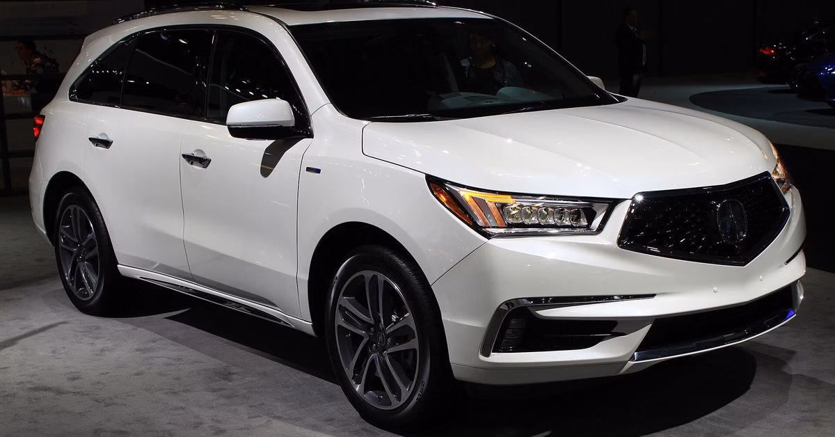 White 2019 Acura MDX SH-AWD seen from the front